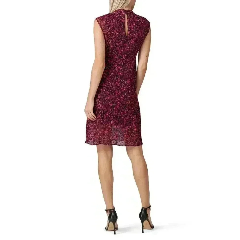 All Saints Aldine Cherry Blossom Print Sleeveless Sheath Dress Size 6 Ruched - Picture 3 of 12